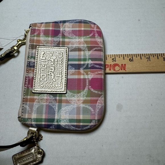 Coach Poppy Multicolored Plaid Print Wristlet - Picture 7 of 7